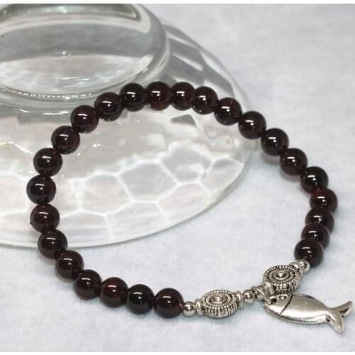 New fashion free shipping natural garnet bracelets for women best mother gift 6mm round beads jewelry making 7.5inch B2098
