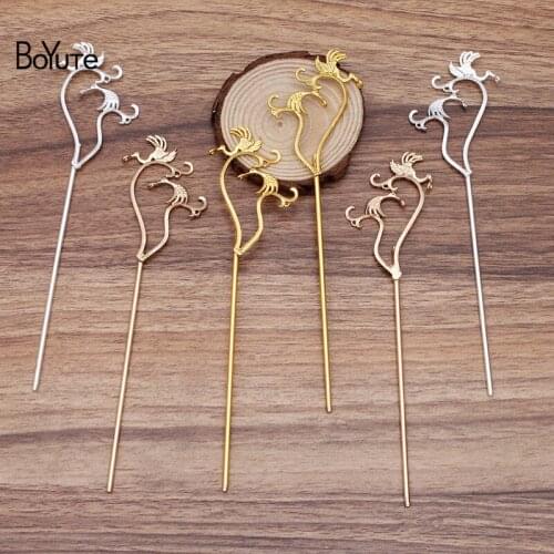 BoYuTe Wholesale (5 Pairs/Lot ) 47*63MM Metal Alloy Bird Hair Stick Vintage Diy Hand Made Hair Accessories for Women