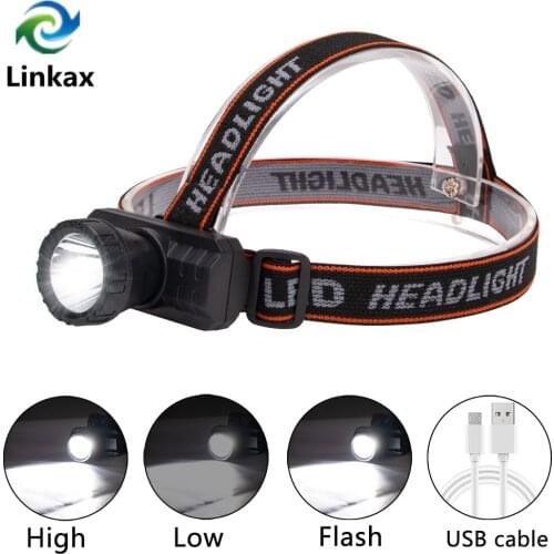Portable Lightweight mini LED Headlamp USB Rechargeable Camping Head lamp Fishing Headlight Flashlight Torch With Battery