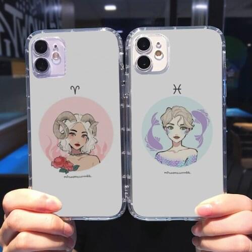 12 constellation zodiac signs Phone Case Transparent for iPhone 6 7 8 11 12 s mini pro X XS XR MAX Plus cover funda shell