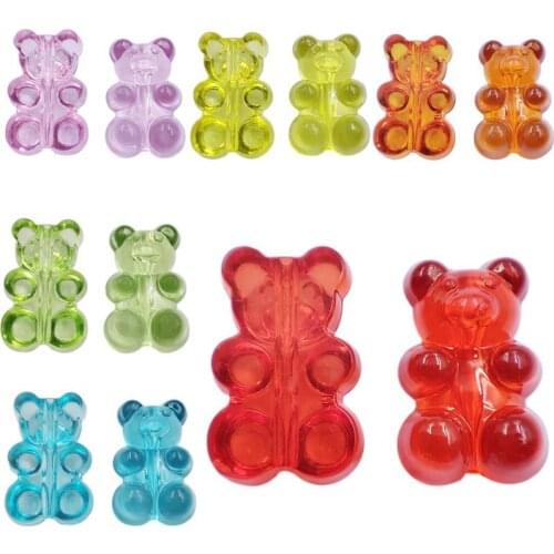 50Pcs Transparent Bear DIY Accessories Handing Craft For Jewelry Making Necklace Bracelet Candy Color Pendant