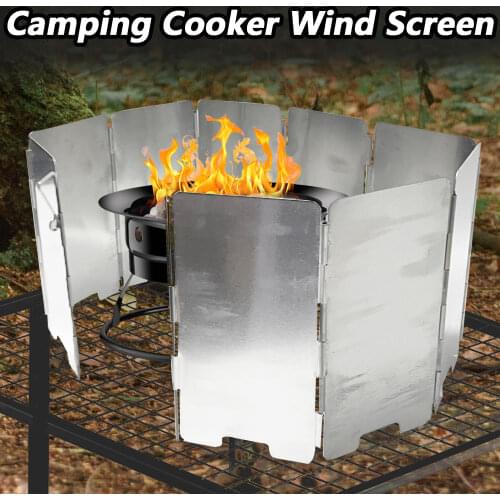 9 Plates Gas Stove Wind Shield Outdoor Camping Picnic Cooking Burner Windproof Screen Aluminum Alloy Wind Screen