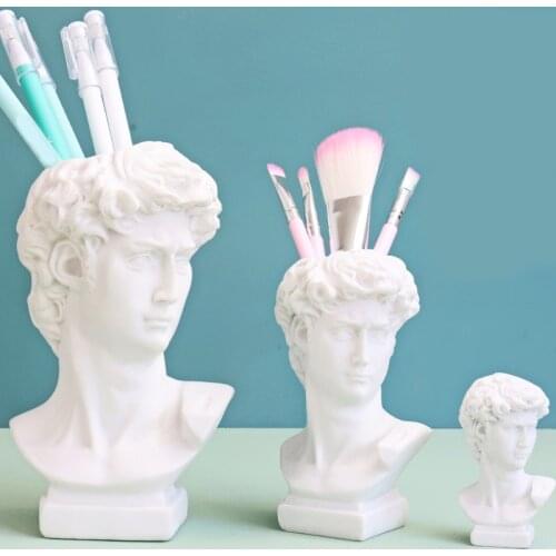 Modern Nordic Style Creative Portrait Pen Holders Vase Human Head Flower Vases Decorative Ornaments Resin David Home Art Decor