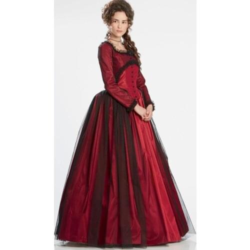 Medieval Gothic Gown Vampire red Gown rococo Marie Antoinette dress cosplay costume