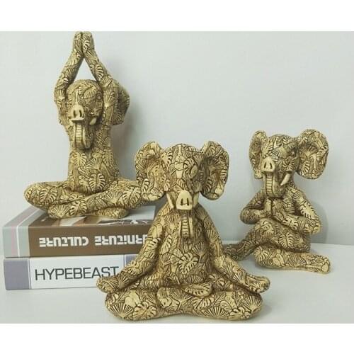 Yoga Animal Resin Statue Living Room Dining Room Office Meditating Elephant Sculpture Zen Home Garden Decoration Accessories