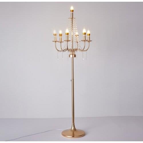 IMUWEN 7 Heads Wedding Lighted Crystal Candle Holders Electric Table Centerpiece Road Lead Candelabrum For Home Party Decor