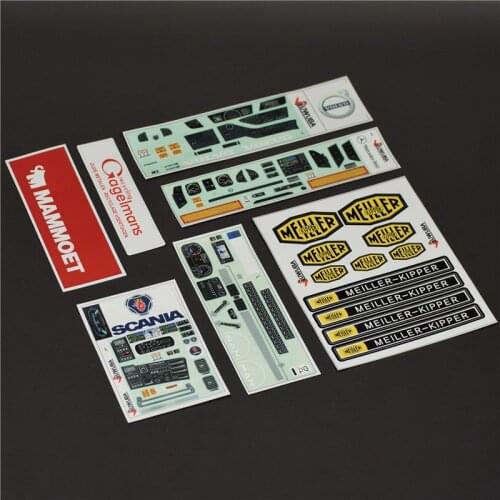 Universal Interior Stickers for 1/14 Tamiya RC Truck Trailer Tipper Scania MAN Benz Actros Volvo Car Diy Parts