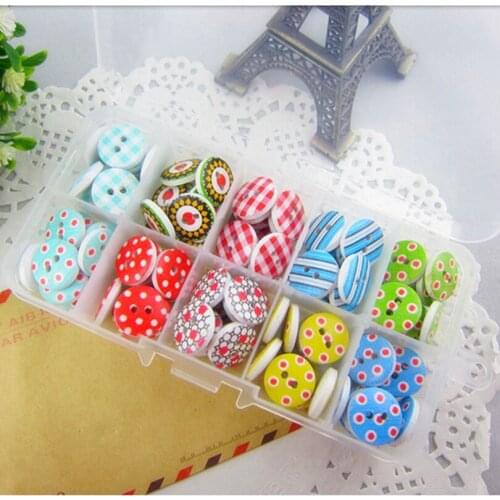 YJHSMY dot 100pcs/Lot picture Print 2 Holes Wooden Buttons 15mm Sewing Scrapbooking Crafts,JBT7