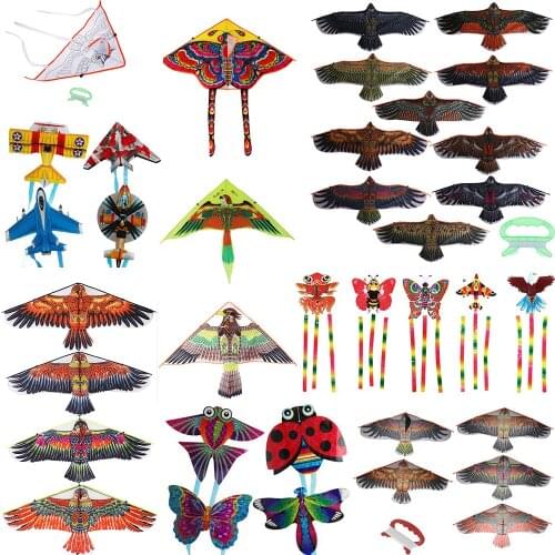 Fun Flat Eagle Kite or Line String Children Flying Bird Kites Windsock Outdoor Sports Toys Garden Cloth Toys For Kids Gifts