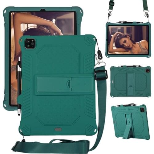 Crossbody Protection Back Case For iPad Pro 11 inch 2020 Soft Silicone Bracket Stand Cover For iPad 11 " With Long Strap Pencil