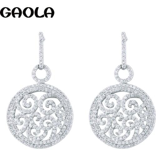 GAOLA 2017 Clear Cubic Zirconia Round Flower Stud Earrings Women Fashion Gift GLE5610