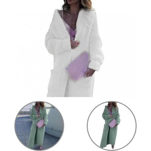 Jacket Casual Lapel Long Sleeve Warm Sweater Coat Women Autumn Cardigan Loose for Gathering