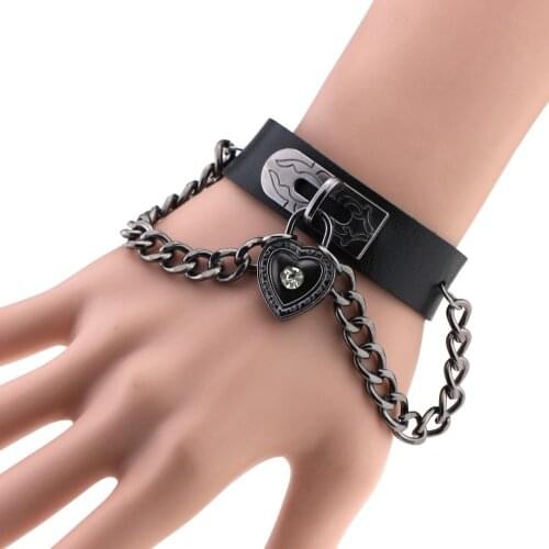 ZIMNO Harajuku Punk Goth Sexy PU Leather Bangle Wrist Cuff Wristband Bracelet for Women Unisex Couple Egirl Party Gift Wholesale