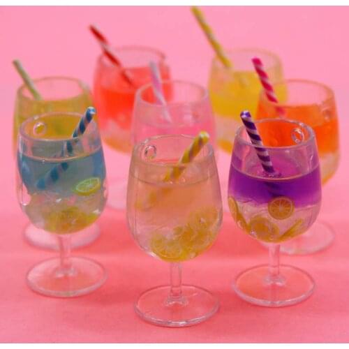10 Pcs /Lot 40*22mm Gradient Colors 3D resin Juice Glass Cocktail Glass drink Cup Diy Charms Jewelry Accessory