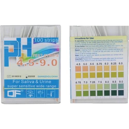 100 strips PH4.5-9.0 Alkaline pH Test paper Strips Indicator Litmus Testing for body level Urine & Saliva 30%off