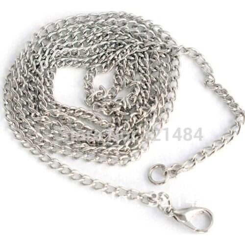 100piece 2mm 16'' 18''20'' 22'' 24'' can pick dull silver plated nickel colored encryption curb necklace chains in bulk