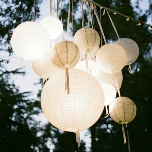 1pcs7size(4inch-16inch )White Paper Lanterns Chinese Paper Ball Lampion Wedding Party Holiday Decoration Hanging Paper Ball DIY