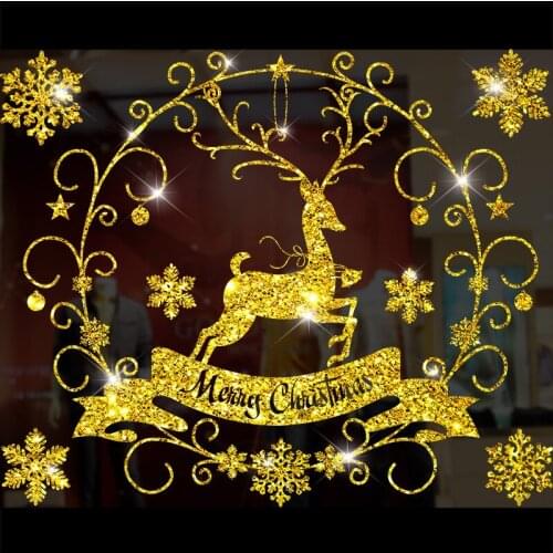 2020 Christmas Static Window Stickers Christmas Decoration New Year Wallpaper Glass Window Decorations