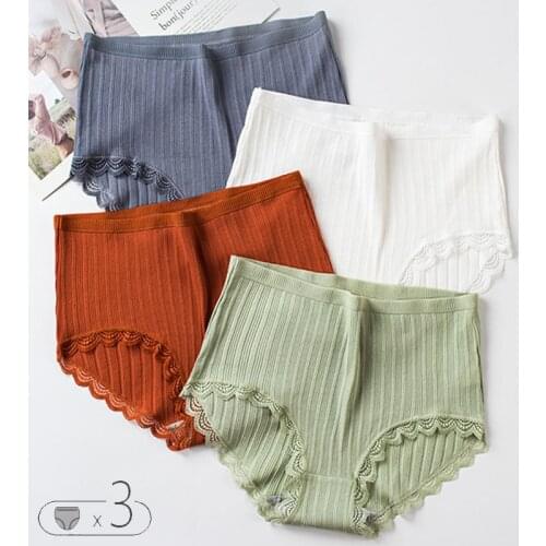3 Pcs/lot Womens Underpants Soft Cotton Panties Girls High Waist Briefs Striped Panty Sexy Female Underwear Plus Size M-XXL