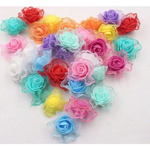 30Pcs Artificial Foam Lace Rose Peony Fake Flowers Heads Bulk Craft for Wedding Christmas Party Table Decoration