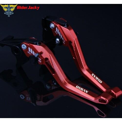 3D Rhombus Hollow design For YAMAHA XV950 XV 950 Racer 2016-2017 Red Motorcycle Adjustable Brake Clutch Lever(Laser logo:XV 950