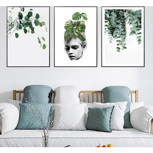 Plant Leaves Landscape Photography Character Woman Abstract Diamond Canvas Painting Wall Picture Poster Living Room Decoration