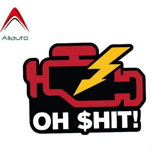 Aliauto Warning Car Sticker Funny Personality Check Engine Light Decal Accessories PVC for Turk Vw Renault Clio Saab,13cm*10cm