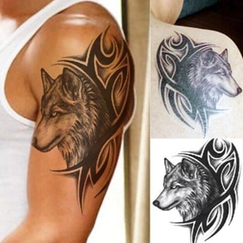 Large Cool Body Art Arm Sleeves Temporary Tattoo Sticker Wolf Print Fake Tatoo New Dropshipping