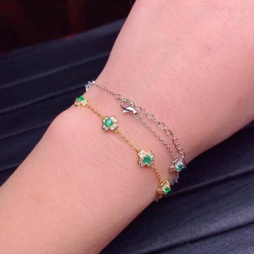 Elegance Lovely Rose Flower natural green emerald Bracelet Natural gemstone bracelet S925 silver woman party gift fine jewelry