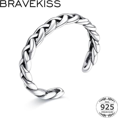 BRAVEKISS Vintage Open Braided Twist 925 Sterling Silver Rings for Women Wedding Bands Engagement Ring 2019 Fine Jewelry BLR0279