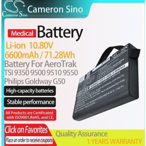 CameronSino Battery for Acterna MTS-8000 fits AeroTrak TSI 9350 Philips Goldway G50 Medical Replacement battery 6600mAh/71.28Wh