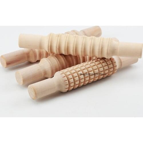 Wood Texture Rolling Pin Pottery Clay Tools Pressed Printing Striped Lattice Texture Tools Ceramic Clay Tools XJ68