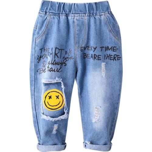 Spring Casual Baby Boys New Jeans 2020 Clothes Letter Printed Trousers Infants Girls Pants Autumn Fashion Kids Clothes 2-6 Yrs