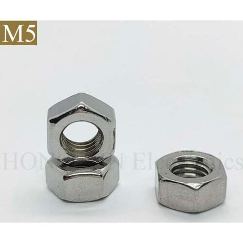 M5 304 stainless steel hex nuts 5mm Silvery hexagon nut A2-70 nuts against rusting No rust durable General accessories