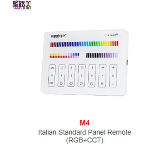 Miboxer M4 4-zone DC3.3V Italian Standard RGB+CCT touch Panel 2.4GHz Wireless Transmitting RF Remote Tempered glass Controller
