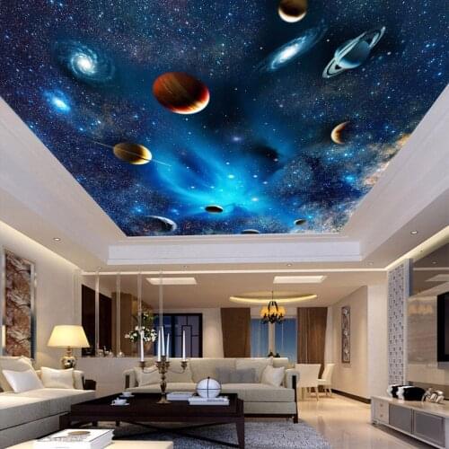 Custom 3D Space Mural Wallpaper Astronomical Galaxy Planet Landscape Ceiling Background Decor Wall Paper Living Room Wall Murals