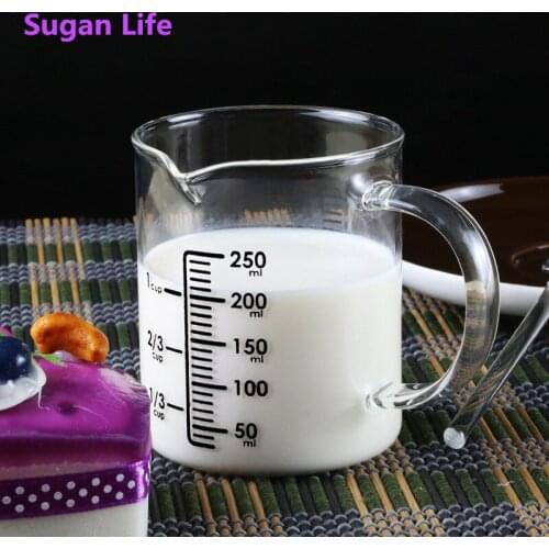 NEW 250ml Glass Measuring Cup Milk Jug Cafe Creamer Cup Juice Tea Espresso Coffee Cup Barista Mug Milk Frother Latte Pitcher