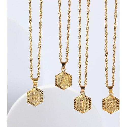A-Z Letter Necklace Stainless Steel Gold Chain Initial Pendant Necklaces For Women Alphabet Choker Necklace Boho Jewelry Gift