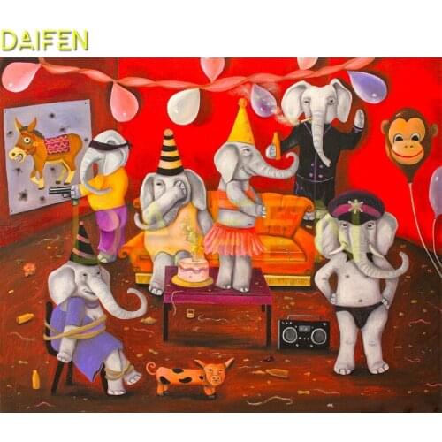 Full Square Diamond painting Cartoon elephant party Full Round Diamond mosaic Donkey radio 5DDIY Diamond embroidery Cross stitch