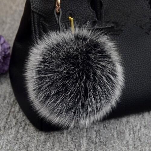 Luxury 15cm fluffy Fox Fur Ball Keychain Fur Pompons Keychain Keyring Pom Pom Keychain for Charm Bag Pendant Ornament Gift