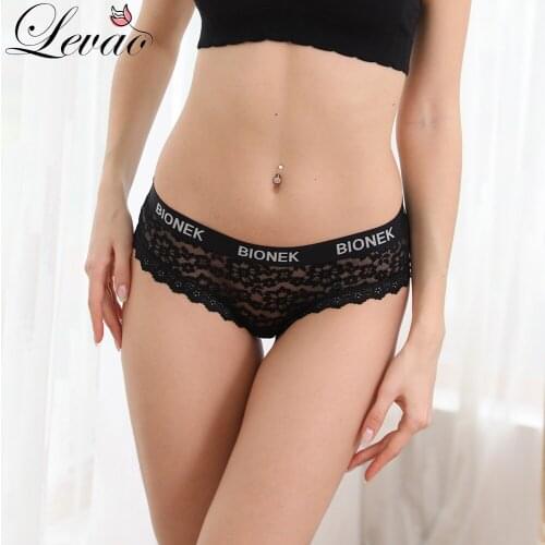 LEVAO Women Sexy Lace Underwear Seamless Translucent Panties Tempting Pretty Thong Low Waist Briefs Lingerie Intimates G-String