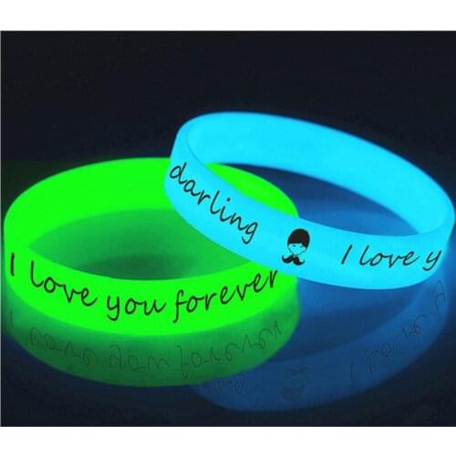 Silicone Bracelets Rubber Sweat Band Luminous Wristbands Men Women Rubber Shine Bangles Wristbands Glow in the Dark Sport Wrap