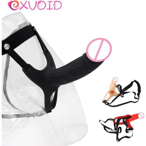 EXVOID Enlargement Silicone G-spot Massager Wearable Hollow Dildo Penis Sleeve Sex Toys For Men Lesbian Cocks Extender