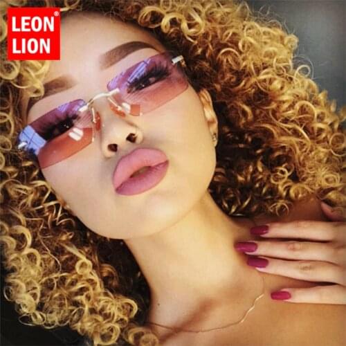 LeonLion Small Square Sunglasses Women 2021 Retro Sunglasses Women Luxury Brand Sunglasses Women Rimless Oculos De Sol Feminino