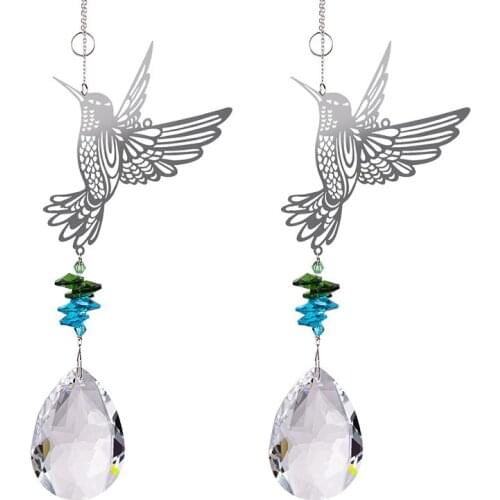 Suncatcher Crystal Window Hanging Metal Bird Crystal Pendant Rainbow Artificial Garden Porch Decor Birthday Best Gift For Friend
