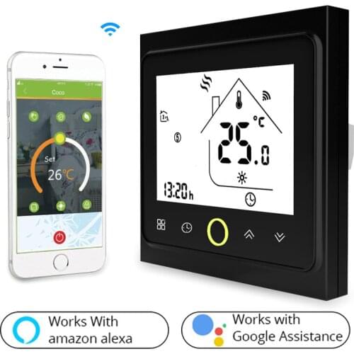 WiFi Thermostat Temperature Controller LCD Touch Screen Backlight Electric Underfloor Heating Work with for Alexa Google Home