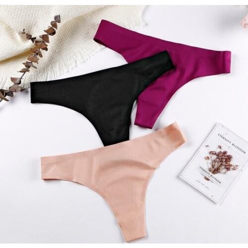 New arrival luxury thong female panties sexy ice silk low waist women underwear attractive one-piece seamless briefs T-back