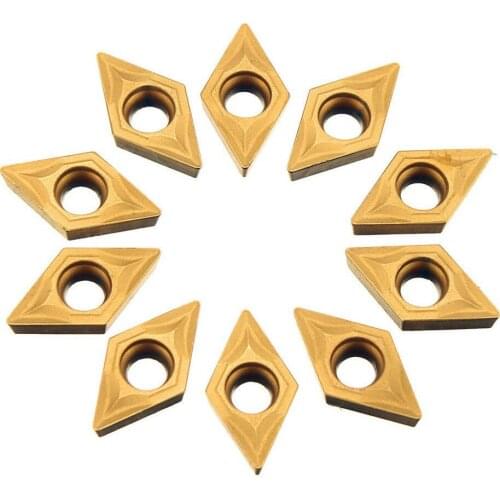 10 Pieces DCMT070204(DCMT21.51) Carbide Turning Inserts DCMT Insert Multilayer Coated CNC Lathe Inserts for Lathe Turning Tool