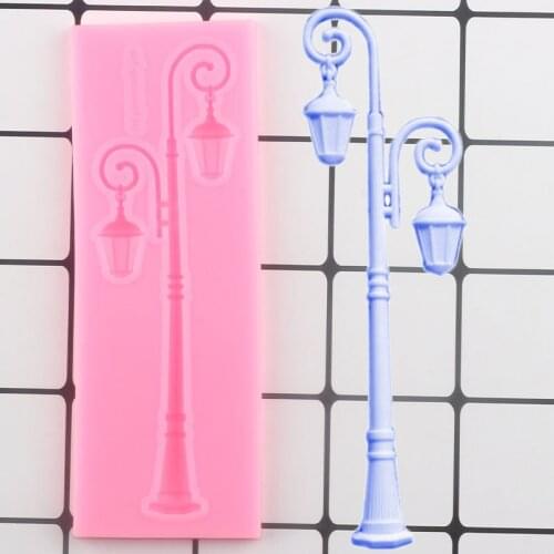 Street Lamp Silicone Mold Candy Clay Resin Molds Light Cake Border Fondant Cake Decorating Tools DIY Chocolate Gumpaste Mould