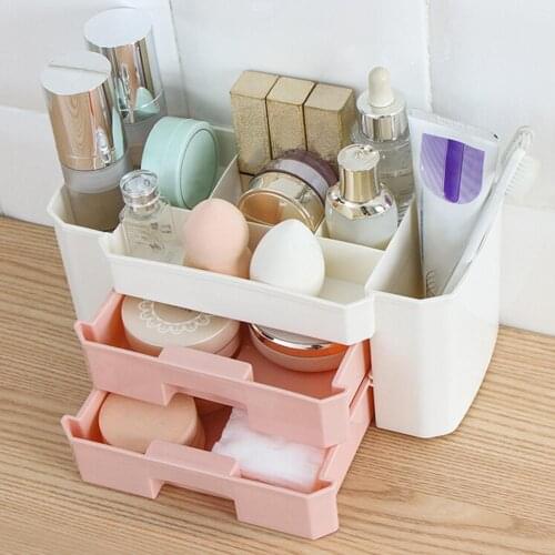 Large Capacity Desktop Makeup Organizer Lightweight Cosmetic Storage Box Fashion Drawer Design Case Brush Lipstick Holder